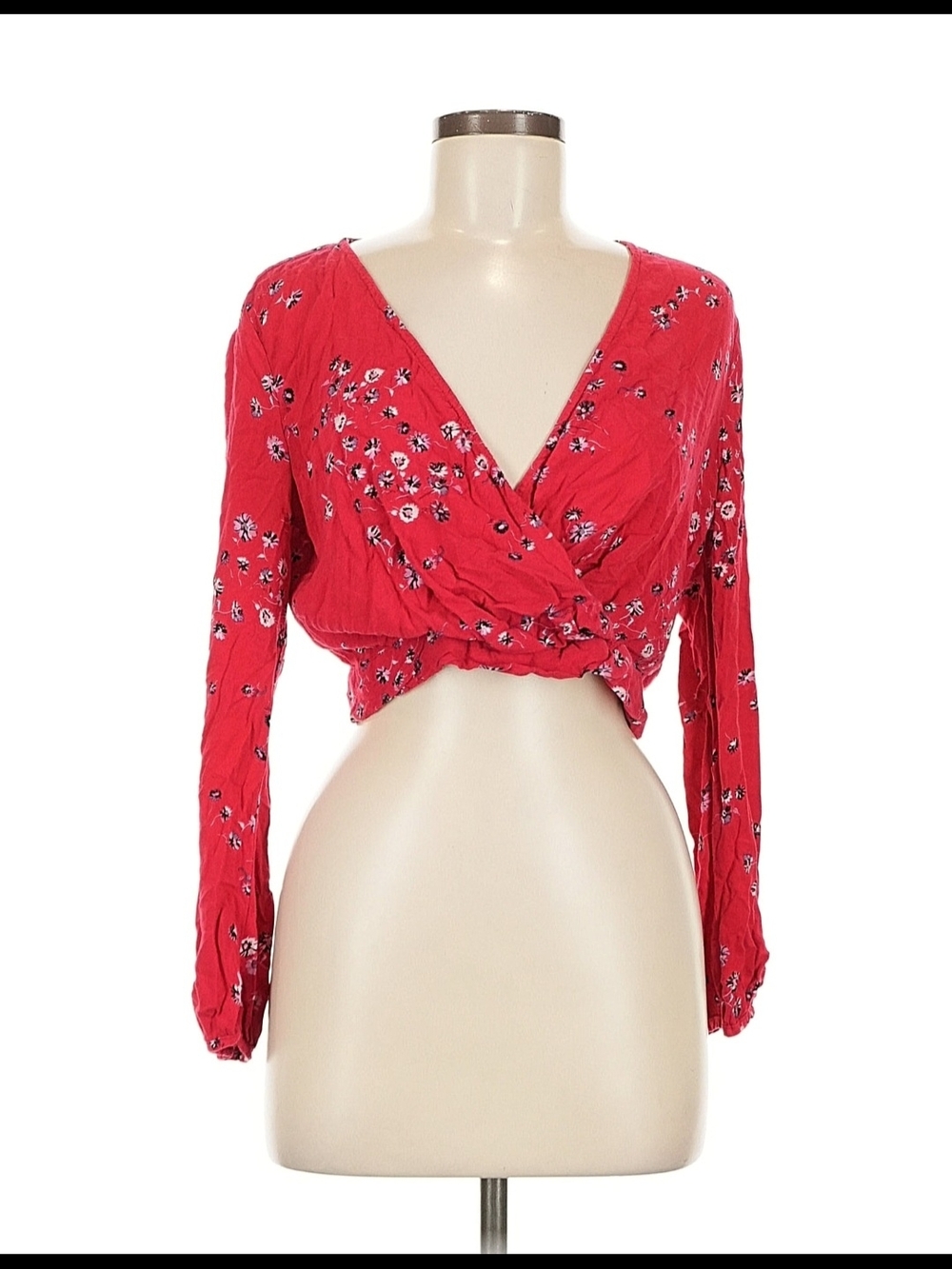 Wild Fable Red Floral Wrap Crop Top